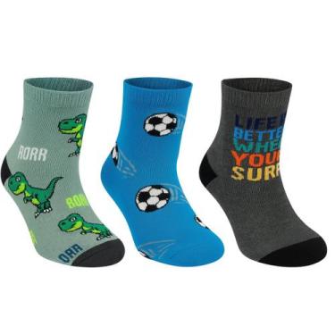 Imagem de Kit de 3 pares de meias infantil masculina Selene, 25 a 28, Verde petr