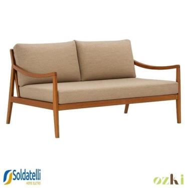 Imagem de Sofá 2 Lugares Évora Madeira Avelã com Opções de Tecido e Corda - Ozki