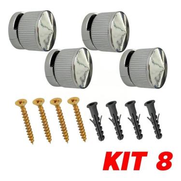 Imagem de 3X Kit 8 Botão Francês Suporte Abs Espelho + Bucha Parafuso