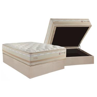 Imagem de Conjunto Box Baú Casal: Colchão Espuma Herval Molas Maxspring Koln + Base CRC Suede Cle...