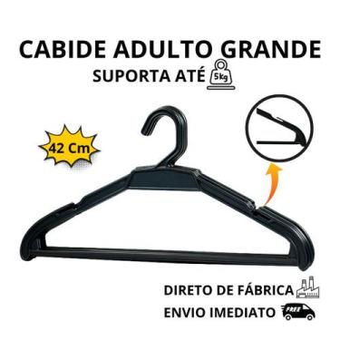 Imagem de Cabide Adulto Reforçado 42cm Kit 100 Unidades Suporta até 5kg - ramiza
