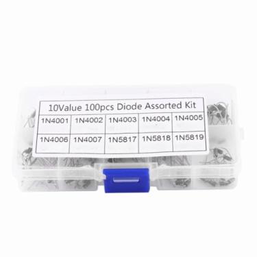 Imagem de Chiffonade Kit sortido de 100 peças de diodo retificador 10 valores 1N4001-1N4007, 1N5817-1N5819 com caixa de armazenamento para projetos eletrônicos DIY