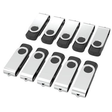 Imagem de Unidades flash USB Woolken de 4 GB, pacote com 10 chaveiros pretos - W
