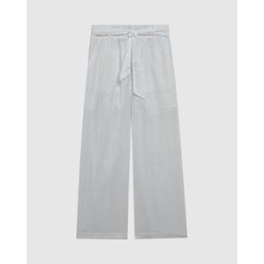 Imagem de Calça Wide Leg Feminina Faixa Na Cintura Em Laise-Feminino