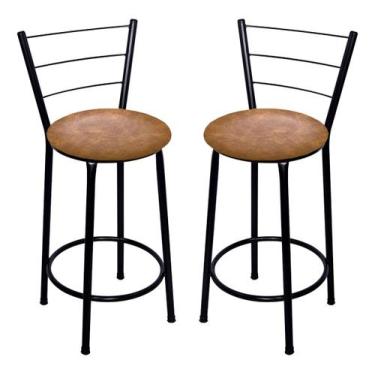 Imagem de 2 Banquetas Italia Média Assento 60cm - Fortmix, Preto, Marrom-claro