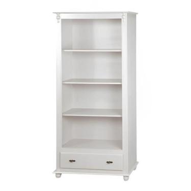 Imagem de Estante para Livros de Madeira com 3 Prateleiras 1 Gaveta e Pés Tornea