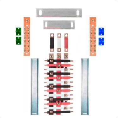 Imagem de Kit Barramento Trifásico Isolado 150A para 26 Circuitos com Placa de P
