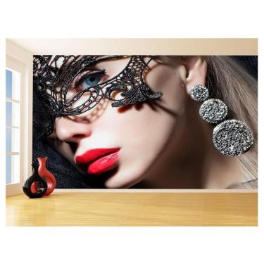 Imagem de Papel De Parede Arte Mulher Máscara Maquiagem 3,5M Tra154