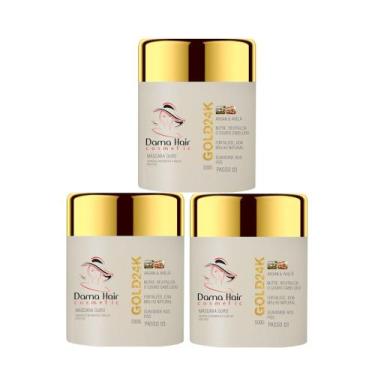 Imagem de Kit 3 Máscara Gold 24K Nutrição Profunda Dama Hair 500g
