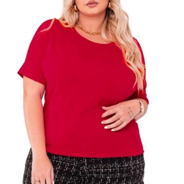 Imagem de Blusa Plus Size Feminina Manga Curta Japonesa Ampla Bata em Malha - MA