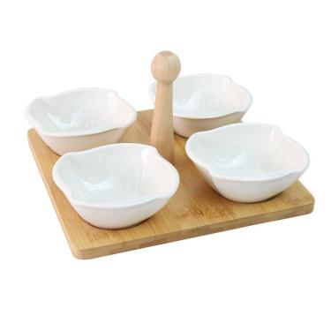 Imagem de Petisqueira Com Tábua De Madeira Com 05 Peças