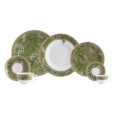 Imagem de Serviço de Jantar, Chá e Café 42 Peças em Porcelana, Modelo Izabel, com Saliência nas Extremidades, Coleção Floresta, Schmidt Estilo, Porcelana Schmidt