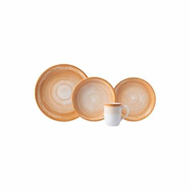 Imagem de Serviço de 16 peças com Bowl Multiuso e Caneca em Porcelana, Modelo Redondo Oca, Decoração Esfera Mostarda, Porcelana Schmidt