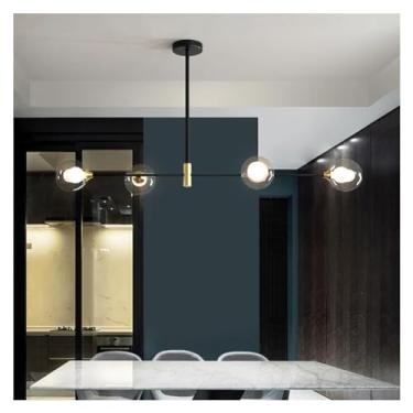 Imagem de - Abajur de bola de vidro Lustre de teto Sala de estar Mesa central Balcão de bar de jantar Luminária minimalista Iluminação interna Lustre Luminária