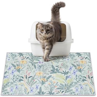 Imagem de Hedgeink Tapete de areia lavável para gatos 71 x 50 cm com fundo antiderrapante à prova d'água tapete de caixa de areia fácil de limpar tapete de armadilha de areia para gatinhos