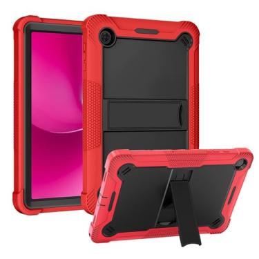 Imagem de Capa para tablet T-Mobile REVVL Tab 2 Android 15 de 10,1 polegadas, capa protetora resistente à prova de choque com suporte, adequada para crianças, 4 cantos espessos à prova de choque, vermelho +