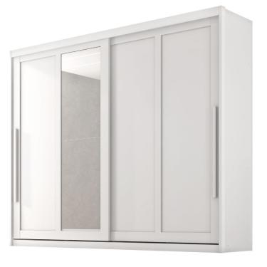 Imagem de Guarda Roupas Casal 2 Portas De Correr Com Espelho 100% Mdf 6 Gavetas Firenze Branco