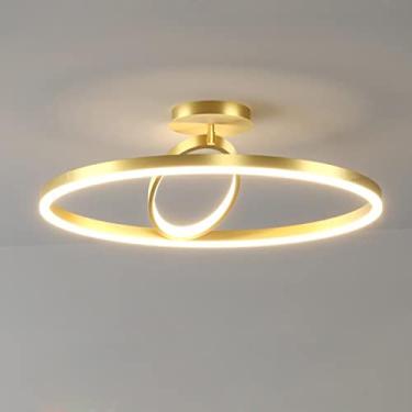 Imagem de Luminária de teto LED com controle remoto, minimalista, moderna, regulável, com design artístico, anel oval, iluminação de teto para sala de estar criativa, estudo, escritório, sala de janta