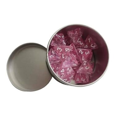 Imagem de Colaxi 25 peças de dados poliédricos de acrílico com números brancos, com caixa de armazenamento D4 dados para festa de tabuleiro de Natal, jogos de, Rosa