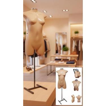 Imagem de Manequim feminino (Meio corpo jó N.36) bege com tampa prata + pedestal