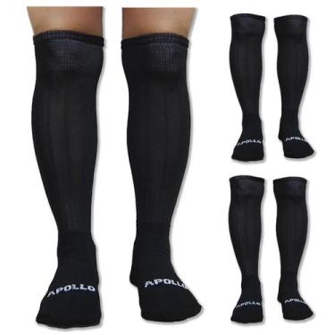 Imagem de Kit 3 Meião Preto Atoalhado Infantil Juvenil Futebol Apollo Confortáve