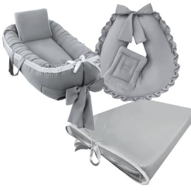 Imagem de Conjunto PráTico: Almofada De AmamentaçãO, Redutor E Trocador | Inclui Capa PláStica ImpermeáVel Para FáCil Limpeza E Higiene | Kit 3 Em 1(CINZA)