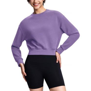 Imagem de Moletom ISEEGZ Modal Soft Cropped para mulheres roxo tamanho S