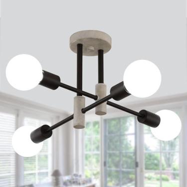 Imagem de Candelabro MEIXISUE Farmhouse Oak+Black 4-Lights listado pela UL