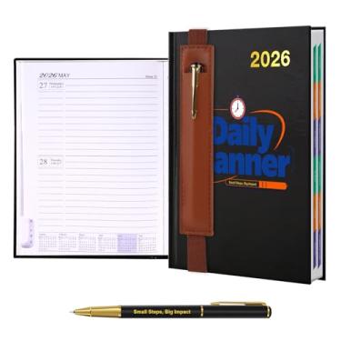Imagem de Agenda diária personalizada 2026 de 24 meses, perfeita para planejamento escolar e escritório, casa, preta