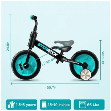 Imagem de Bicicleta de treinamento de equilíbrio infantil 3 em 1 para crianças de 18 meses a 5 anos, andando de bicicleta triciclo