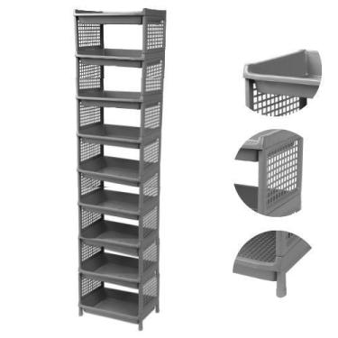 Imagem de Prateleira Estante De Plástico 9 Andares Multiuso Desmontável 40x28x17
