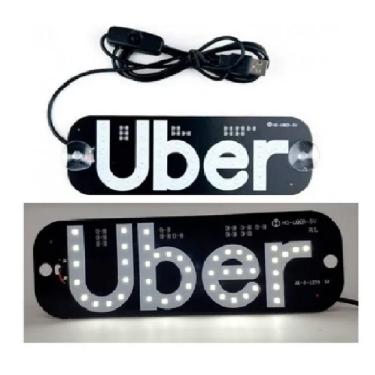 Imagem de Placa Plaquinha Uber Para Carro Led Letreiro Motorista De Aplicativo