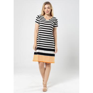 Imagem de Vestido Manga Curta Listrado Preto
