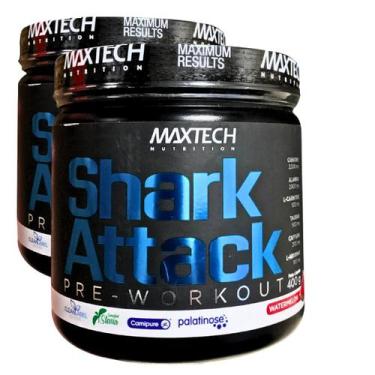 Imagem de Kit 2 Pré-Treino Shark Attack Com Creatina 400g Suplemento - Maxtech, 