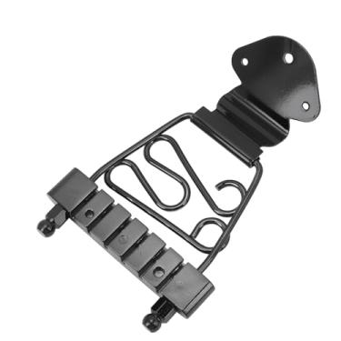 Imagem de Mingzhe Guitarra Trapézio Tailpiece Metal Altura Ajustável Ponte para 6 Cordas Jazz Baixo Archtop, Prevenção Resistente Longa Vida útil (Preto)