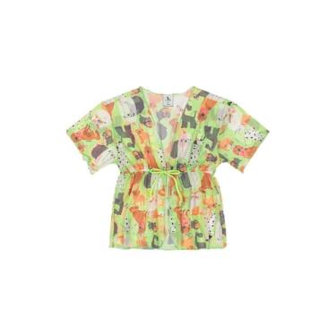 Imagem de Saida de Praia Estampada para Menina Quimby, Verde, 8