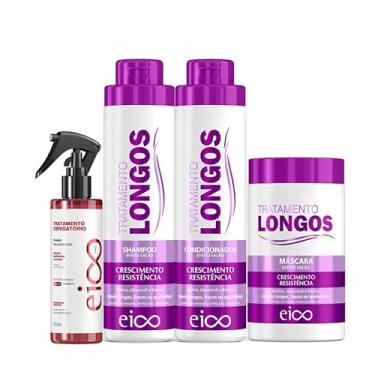 Imagem de Kit Eico Profissional Shampoo 800ml e Condicionador 750ml Cabelos Longos 4 Itens (Spray Obrigatório)