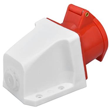 Imagem de IP44 CEE Tomada Industrial Vermelha de Latão PC 32A-6H 220-380V 240-415V 4 Pinos à Prova D'água à Prova de Poeira Fácil de Conectar e Conectar Soquete de Latão para Energia