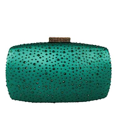 Imagem de Boutique De FGG Bolsa feminina de cristal clutch para noite para festa de casamento com strass diamante bolsa clutch mini, mini, Verde, Small