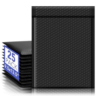 Imagem de Fuxury Envelopes Black Bubble Mailers 24 x 37 cm, pacote com 25 envelopes acolchoados grandes #4, embalagens opacas, autovedantes, à prova d'água, sacolas de envio para roupas
