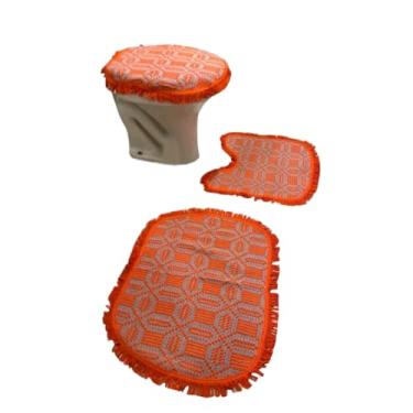 Imagem de Tapete para Banheiro, Kit Tapete Banheiro 3 Peças, 42×45cm,Confortável Sob Os Pés, Esteticamente AgradáVel e DuráVel tapete banheiro,tapete para banheiro(LARANJA-B)