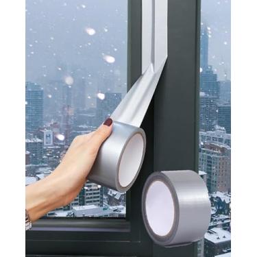 Imagem de Fita adesiva à prova de vento, fita selante à prova d'água de 5 cm x 32,8 m, à prova d'água, bloqueador de corrente de ar sem resíduos para portas, janelas e uso ao ar livre, prata