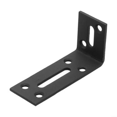 Imagem de Suportes de prateleira de canto ajustáveis industriais resistentes em forma de L, suportes de prateleira de aço laminados a frio, suporte de prateleira de metal, fácil instalação (P preto)