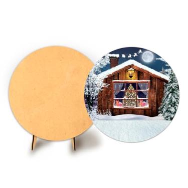 Imagem de Painel Redondo 50cm C Elastico Natal + Suporte MDF (NAT100)