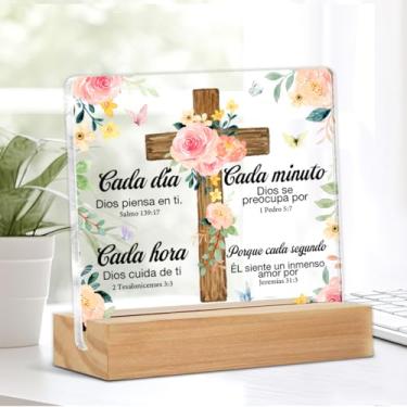 Imagem de Presentes cristãos espanhóis para mulheres e homens, presentes religiosos para amigos, escrituras inspiradoras, aniversário dos namorados, versículos bíblicos decoração de placa de mesa de acrílico 10