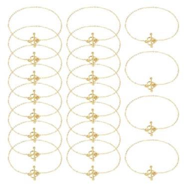 Imagem de Pulseiras femininas de latão dourado de 20 cm com fecho de coração e joias empilháveis finas