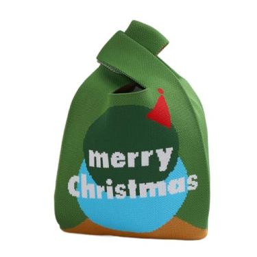 Imagem de Bolsa balde de lã, casual, com desenho animado de Natal, bolsa fofa para presente de Natal (estilo A)