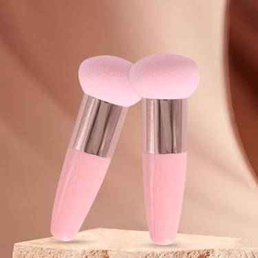 Imagem de 1 pincel de maquiagem com alça, auxílio de beleza versátil, ideal para pó, corretivo e muito mais, rosa