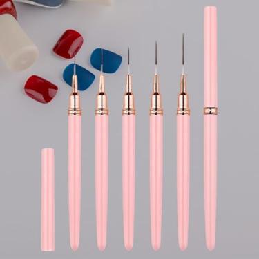 Imagem de Kit de pincéis rosa para arte de unhas, esmalte em gel, pincéis, caneta para desenho de linhas longas, detalhes finos, tamanhos de desenho fino 4/8/12/20/25 mm