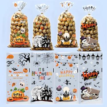 Imagem de 50 unidades de sacos de guloseimas de celofane de Halloween - lembrancinhas de festa de Halloween - Sacos de brindes para crianças | Cesta de presente de doces ou travessuras para presente de festa